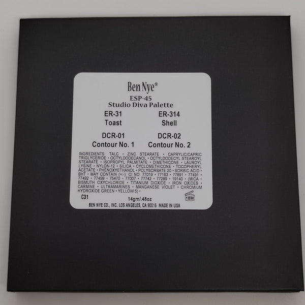 Ben Nye x Studio Diva puuterimainen korostus- ja varjostuspaletti (ESP-45)