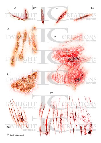 Random Wounds 1 - Tattoo Transfer  